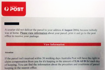 Fake emails posing as parcel delivery notification